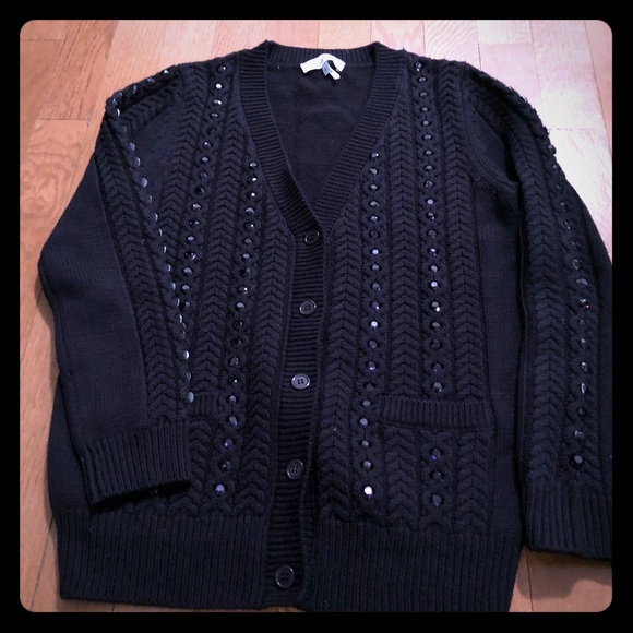 Sandro Sweaters - Black Sandro Button Front Cardigan w/ Rhinestones